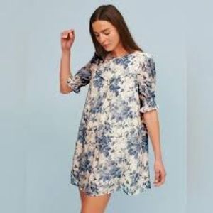 Reformation Conrad Dress in Blue and White Floral Pomadour